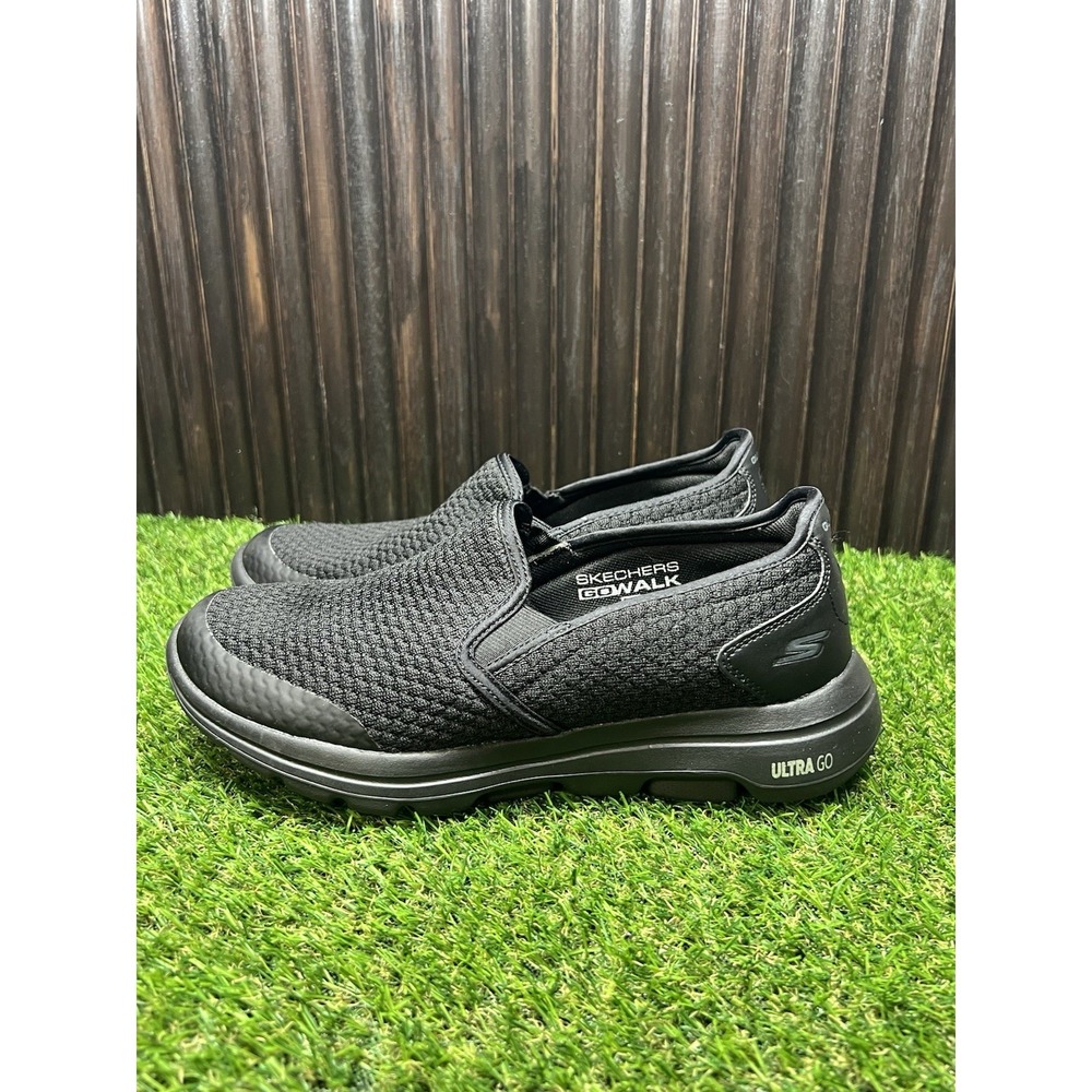Size 7.5 Skechers Go Walk 4 Incredible Mens Black Athletic Walking Slip On Shoes
